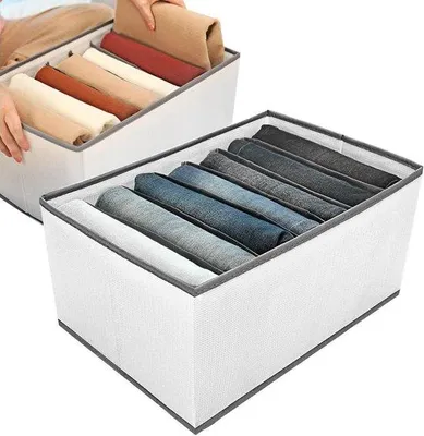 Produktbild von Famanu Kleiderschrankorganizer mit 7 Fächern - Faltbare Schubladenteiler für Jeans und Hosen