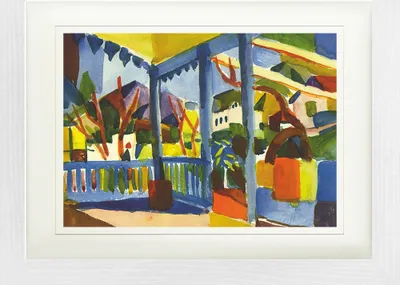 Produktbild von August Macke Gerahmtes Bild Mit Edlem Passepartout | Wand-Bilder | Im Bilderrahmen - Terrasse Des Landhauses In St. Germain, 1914 (30 x 40 cm)