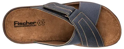 Produktbild von Fischer Herren Pantolette mit Kreuzriemen und Ziernähten 556545, Größe:42 EU, Farbe:Blau