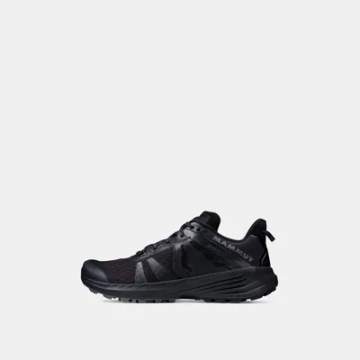 Schwarze Trailrunning-Schuhe für Damen; Modell "Saentis TR Low GTX" von Mammut; mit rutschfester Sohle und atmungsaktivem Obermaterial.