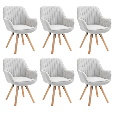 Produktbild von Meubles Cosy 6er-Set bequeme Esszimmerstühle aus beigem Stoff mit 360° Drehfunktion - CARSON