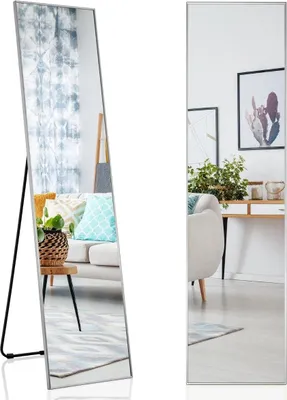 Immagine prodotto di Specchio a figura intera 160 x 40 cm Specchio da terra e specchio da parete 2 in 1 in vetro infrangibile argento