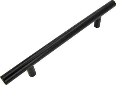 Zdjęcie produktu dla Nowoczesny czarny uchwyt meblowy reling 128 mm wykonany ze stali nierdzewnej - Elegancki i trwały uchwyt kuchenny i meblowy, matowe wykończenie, łatwy montaż wraz ze śrubami.