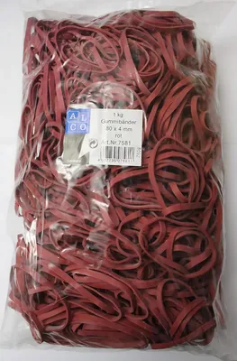 Produktbild von Alco Gummibänder, Rot, 80 x 4 mm, Beutel à 1,0 kg