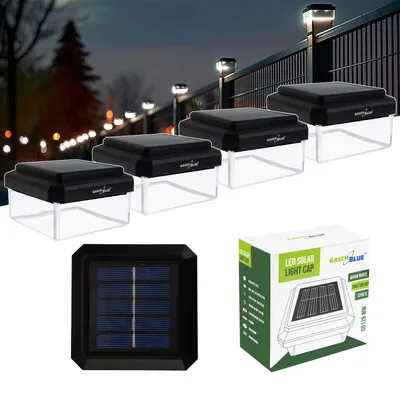 Image de 4 lampes solaires à LED GreenBlue pour poteaux 100 x 100 mm, cache en forme d'enveloppe, 3200 K, GB128 WW