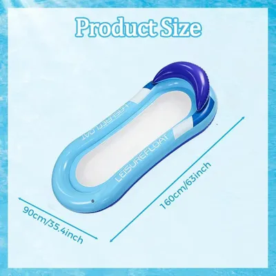 Produktbild von Aufblasbare Wasserliege - Faltbare Pool Schwimmliege - Netz Rückenlehne, Für Erwachsene, Sofa Bett, Schwimmbad & Strand, Blau