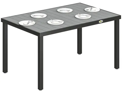 Image de Table de jardin - Table d'extérieur - 140 × 90 × 74 cm - Structure métallique - Charge maximale 50 kg - Pour terrasse/patio - Gris