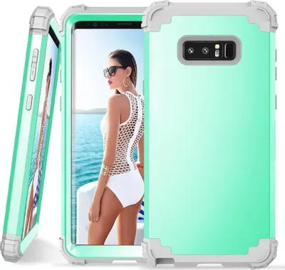 Produktbild von Galaxy Note 8 Hülle, LaimTop Heavy Duty 3 in 1 Hybrid Hart PC Flexibel TPU Silikon Stossfest Kratzfest Tasche Schutzhülle für Samsung Galaxy Note 8 Minzgrün