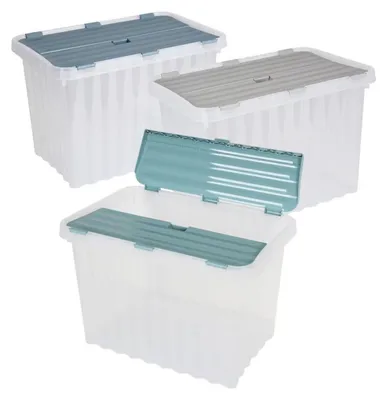 Produktbild von Wellenbox 24L 43x30x30cm Transparent Deckel Aufbewahrungsbox Spielzeugkiste