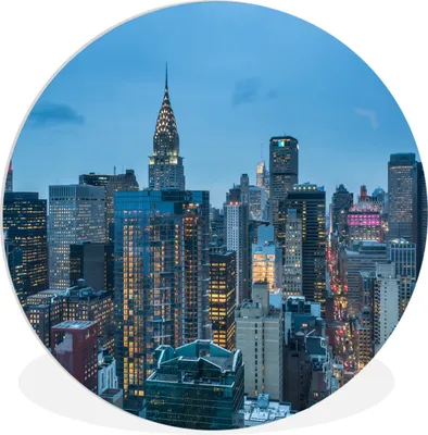 Produktbild von MuchoWow® Rundes Wandbild - Runde Bilder New York - Skyline - Empire State Building Ø 60 cm Kreis Wanddekoration Kunststoff - Wandkreis - Wandschmuck - Wand Kreis - Das Schlafzimmer - Die Bilder - Wandmalerei - Kunst für das Haus - das Plastik
