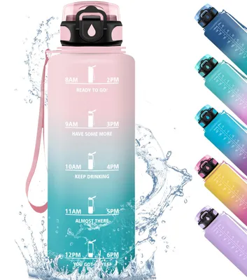 Imagen del producto de Botella de agua deportiva con filtro, 1500 ml, a prueba de fugas, ideal para la escuela y el deporte