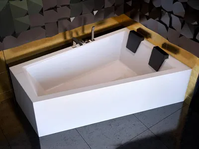 Image de Baignoire asymétrique - 170 x 125 cm - Droite - sans Habillage - avec Pieds - Vidage Chrome - INTIMA DUO