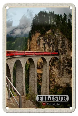 Produktbild von Blechschild Reise Filisur Schweiz Landwasserviadukt 12x18cm Schild