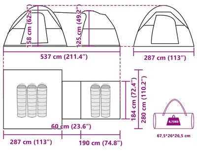 Produktbild von vidaXL Campingzelt 5 Personen Grün Wasserdicht