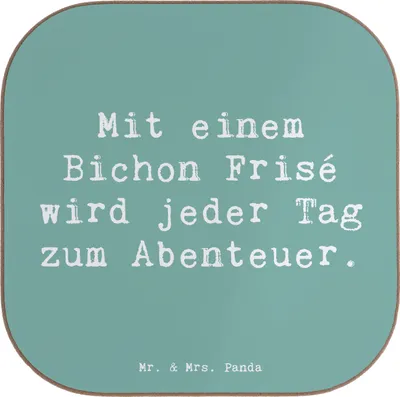 Produktbild von Mr. & Mrs. Panda bar untersetzer Spruch Bichon Frisé Abenteuer - Meeresbrise - Geschenk, Tischuntersetzer, für Gläser, Hundepflege, Hundeerziehung, Hunde, Tischschoner
