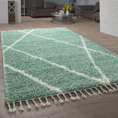 Produktbild von Shaggy Teppich Wohnzimmer Hochflor Rauten Muster Skandi Design Grösse 200x280 cm