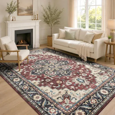 Produktbild von Elzusha – Vintage-Teppich, waschbar, für Wohnzimmer und Schlafzimmer, rutschfest