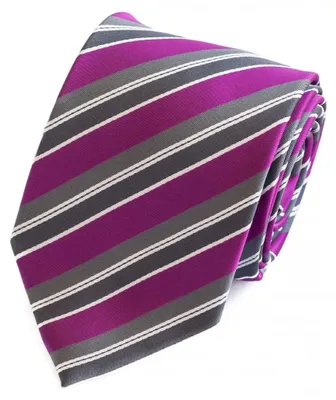 Produktbild von Fabio Farini - 1 Stück elegante Dunkelblaue Herren Schlips - Krawatten in 6cm Breit (8cm), Rosa/Grau/Weiß