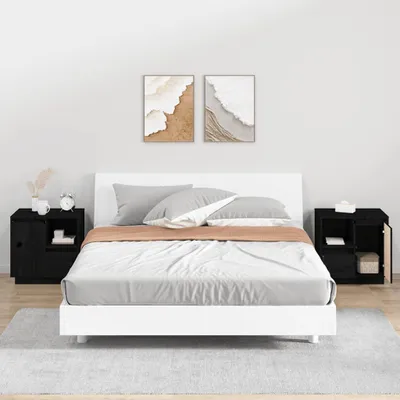 Produktbild von vidaXL Nachttische 2 Stk. Schwarz 50x34x50 cm Massivholz Kiefer