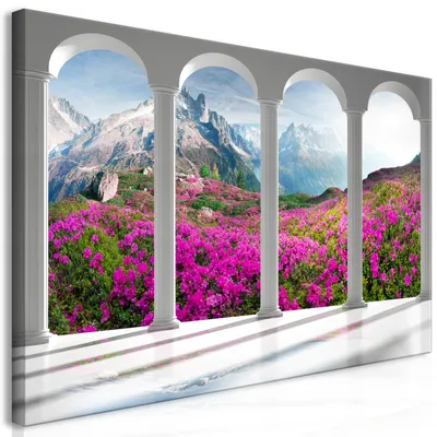 Produktbild von Wandbild Mega XXXL Fensterblick 250x125 cm Einteiliger XXL-Format Kunstdruck zur Selbstmontage Leinwandbilder moderne Bilder DIY Wanddekoration Wohnung Deko Landschaft Alpen c-C-0410-ak-e