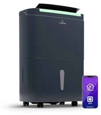 Produktbild von Klarstein DryFy Connect 30L Smart Luftentfeuchter - WiFi App Steuerung, 30L/24h, 5L Tank, Timer, Elektrischer Luftentfeuchter für Räume 25-30m², Trocknungsgerät, Raumluftentfeuchter, Anthrazit