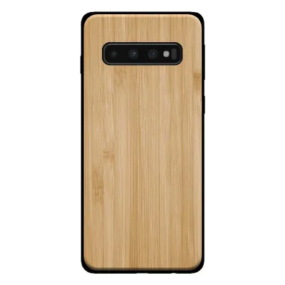 Produktbild von Smartphonica Handytasche für Samsung Galaxy S10 mit Holzoptik - Backcover Bambus Kunstholz Tasche - Braun