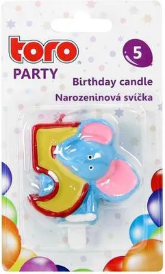 Image de Bougie Gâteau, Chiffre 5 "Éléphant", 5X4X1,3Cm