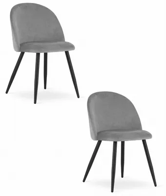 Produktbild von 2er-Set Bello Stühle aus grauem Samt mit schwarzen Beinen