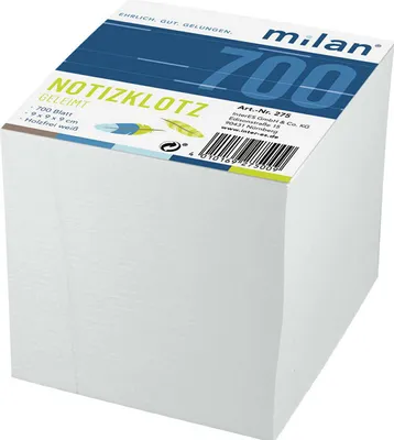Produktbild von Milan Notizklotz 700 Blatt weiß Notizzettel Block für Büro Schule Haushalt