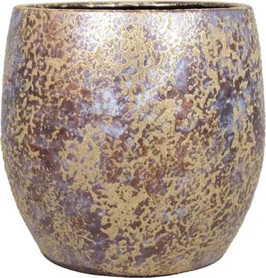 Produktbild von INNA-Glas Vintage Pflanztopf Mago aus Keramik, Wischoptik, Gold, 25 cm, Ø 27 cm - Pflanzgefäß