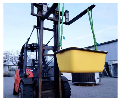 Produktbild von 2X 200 Liter Mörtelmulde gelb kranbar frostbeständig umlaufendedr Stahlrahmen mit GS-Siegel Mörtelwanne Mörteleimer