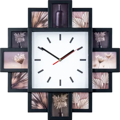Produktbild von Fotouhr Wanduhr 12 Fotos schwarz - Bilderrahmen Fotogalerie Foto Uhr