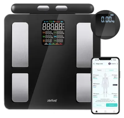 Produktbild von BMI-Analysewaage mit 8 Elektroden und Messgriff, 26 x 26 cm