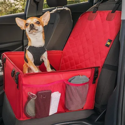 Productafbeelding van Hondenautostoel - Reisstoel huisdier - Veilig reizen - Versterkte wanden - 45x45x24 cm - Rood