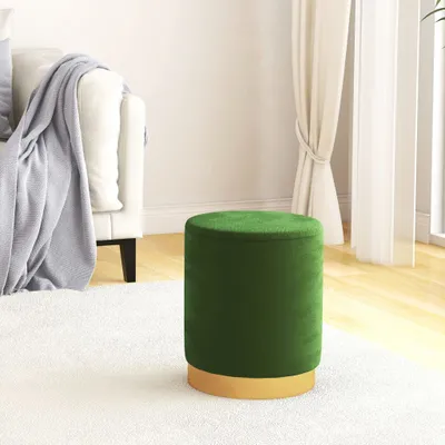 Immagine prodotto di The Living Store Sgabello rotondo in velluto verde
