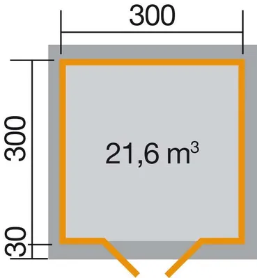 Produktbild von WEKA 158.3030.00.00 Premium Gartenhaus/Blockbohlenhaus Avantgarde  mit 3 Oberlichtern /Doppeltür ; Größe: 1 ; Farbgebung: Naturbelassen ; Wandstärke: 28 mm ; Maße (LxBxH): 330 cm x 300 cm x 281 cm ; Seitenwandhöhe: 215 cm