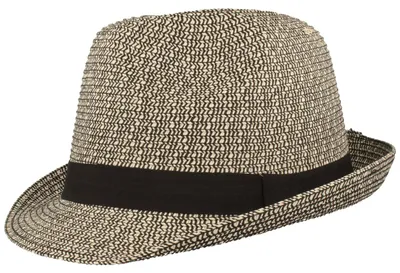 Knautschbarer Borten-Trilby Strohhut von Hut-Breiter in schwarz