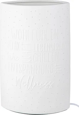 Produktbild von GILDE Tischleuchte, "Achtsamkeit", Spruch, Porzellan, weiß, , L. 10 cm, B. 18 cm, H. 28,5 cm 32698