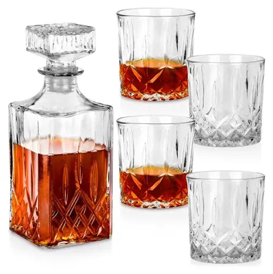 Zdjęcie produktu dla Karafka i szklanki do whisky szklane 900 ml + 4x300 ml 5 el.