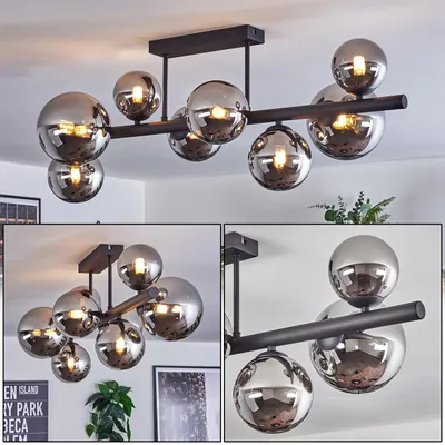 Produktbild von Isorella Deckenlampe aus Metall/Glas in Schwarz/Chromfarben/Rauchfarben