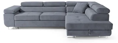Produktbild von Ecksofa Luca L-Form GrauVelour Schlaffunktion Bettkasten Wasserabweisend Rechte