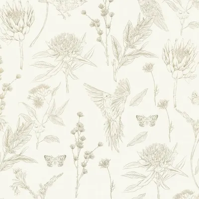 Produktbild von Profhome 394293-GU Vogel Tapete Blumen matt weiß grün 5,33 m2