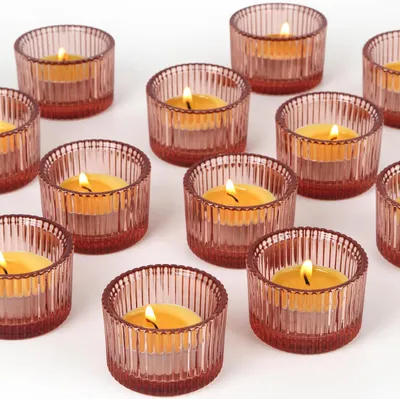 Productafbeelding van Waxinelichthouder Glas - Set van 12 - Theelichthouder Klein - Transparant - Tafeldecoratie