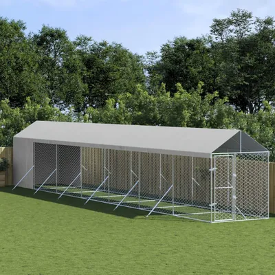 Image de Chenil - Enclos pour chiens - Cage pour chiots - Abri pour chiens - Chenil pour animaux - Acier galvanisé