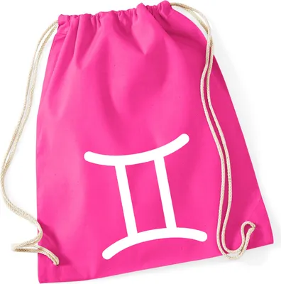 Produktbild von Huuraa Turnbeutel Zwillinge Sternzeichen Zeichen 12 Liter Fuchsia Baumwolle Rucksack Geschenkidee