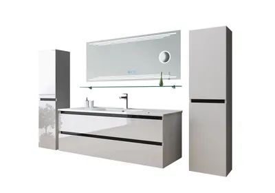 Produktbild von Badmöbel-Set Badmöbel-Set Dennizz badmöbel Set Weiß Kosmetik Spiegel 120 cm