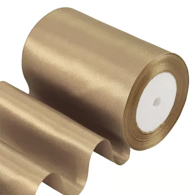 Produktbild von Breiter Satin-Geschenkband, 23 Meter lang, Champagnerfarben, 10 cm breit