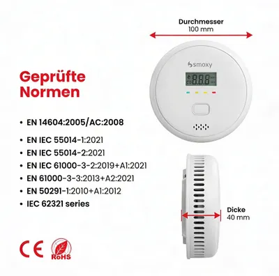 Image de Détecteur de fumée et de monoxyde de carbone 2 en 1, lot de 3 – détecteur combiné de CO et de fumée avec écran LCD, alarme 85 dB, fonctionnant sur piles