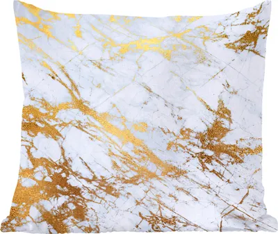 Produktbild von MuchoWow® Zierkissen Sofakissen Wohnzimmer Dekokissen 45x45 cm Marmor - Gold - Weiß - Schlafpolster - Polster für das Sofa