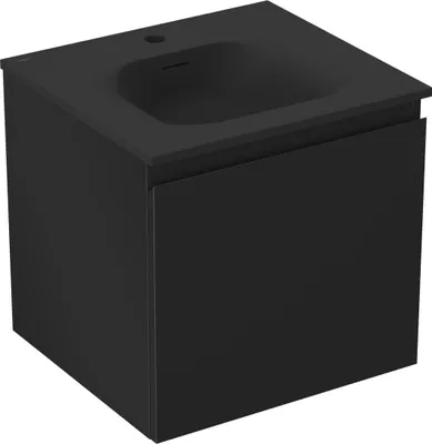 Produktbild von Mexen Orio Badezimmerschrank 50 cm mit Waschbecken Vela, 1 Schublade, Schwarz Matt - 91A10-05047-1-BF71-W23M71